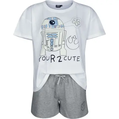 Star Wars - Anime Pyjamas - You R2 - D2 Cute - S XXL - för Dam - vit/grå