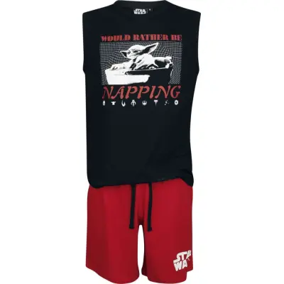 Star Wars - Disney Pyjamas - Grogu - Would Rather Be Napping - S XXL - för Herr - svart/röd