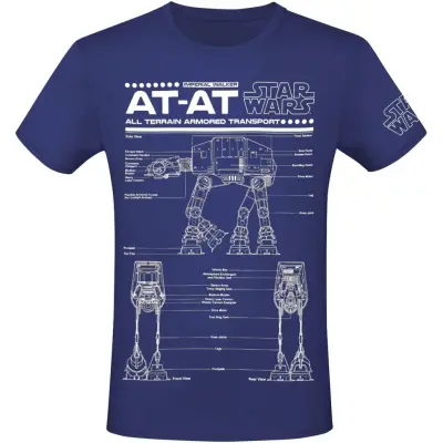 Star Wars - Disney T-shirt - AT-AT - Schematic - S 3XL - för Herr - blå