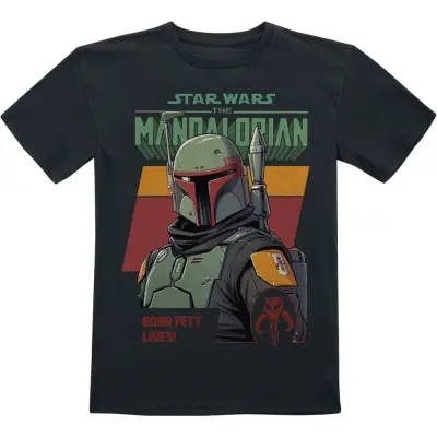 Star Wars - Disney T-shirt - Barn - The Mandalorian - Boba Fett Lives - 104 140 - för barn - svart