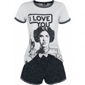 Star Wars Pyjamas - Leia Organa - I Love You - XS XL - för Dam - grå/svart