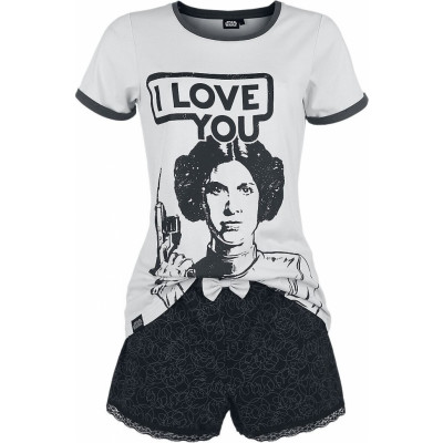 Star Wars - Disney Pyjamas - Leia Organa - I Love You - XS M - för Dam - grå/svart