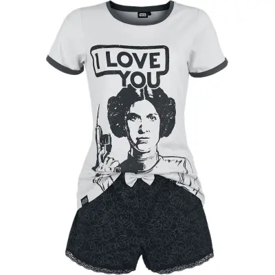 Star Wars - Disney Pyjamas - Leia Organa - I Love You - XS M - för Dam - grå/svart
