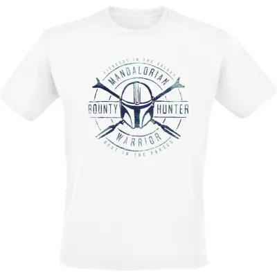 Star Wars - Disney T-shirt - The Mandalorian - Bounty Hunter Warrior - S 4XL - för Herr - vit