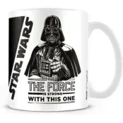 Star Wars - Disney Mugg - The Force Is Strong With This One - för None - vit/svart