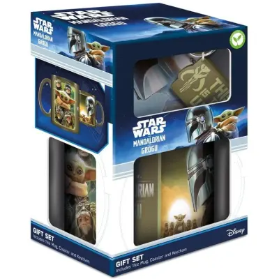 Star Wars - Disney Mugg - The Mandalorian - Tasse, Untersetzer, Schlüsselanhänger - för Herr - flerfärgad