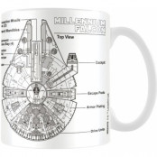 Star Wars - Disney Mugg - Millennium Falcon Sketch - för  vit