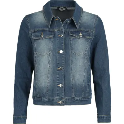 H&R London - Rockabilly Jeansjacka - Blue Rebel - XS 4XL - för Dam - blå