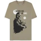 Star Wars - Disney T-shirt - The Mandalorian - Wherever I Go - S XXL - för Herr - sand
