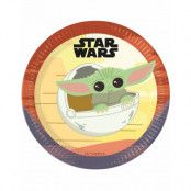 8 st Papptallrikar med Motiv av Baby Yoda 23 cm - Star Wars: The Mandalorian