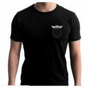 star wars the mandalorian baby yoda t-shirt svart, LARGE